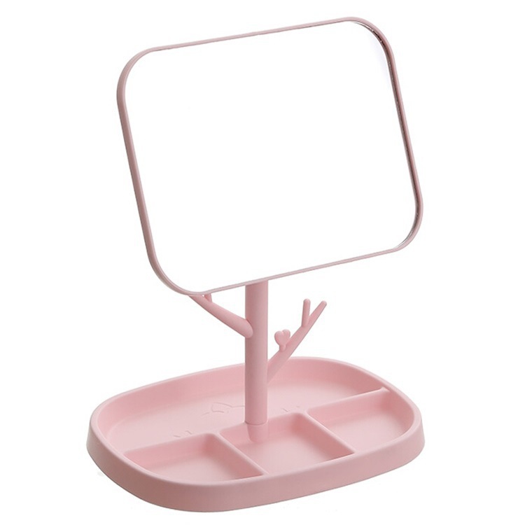 Creative high-definition desktop rotatable makeup mirror, foldable girls' desktop, princess mirror for student dormitories, and dressing mirror Item Picture
