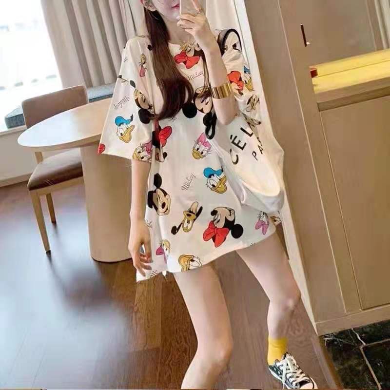 Wholesale of Korean casual and versatile cartoon Mickey Mouse super popular ins loose mid-length T-shirt tops for Spring/Summer 2020 in foreign trade Specification image