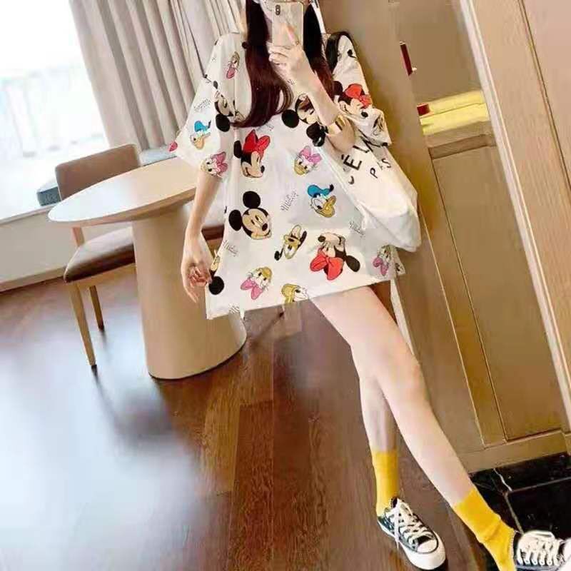 Wholesale of Korean casual and versatile cartoon Mickey Mouse super popular ins loose mid-length T-shirt tops for Spring/Summer 2020 in foreign trade Application Scenario