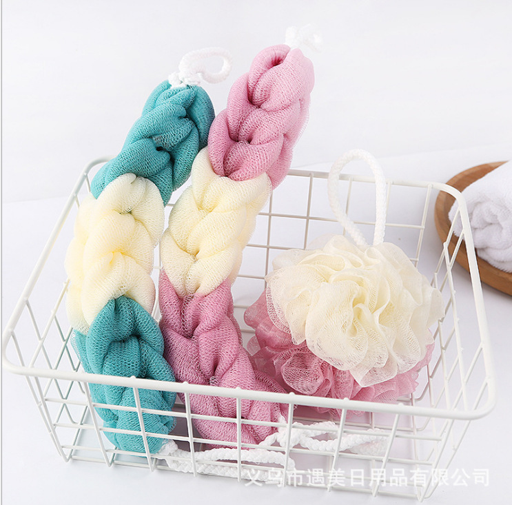Puesto de piso baño adulto toalla de baño larga tira frotar la espalda lodo lavar artefatos de baño bola de baño grande flor de baño Specification image