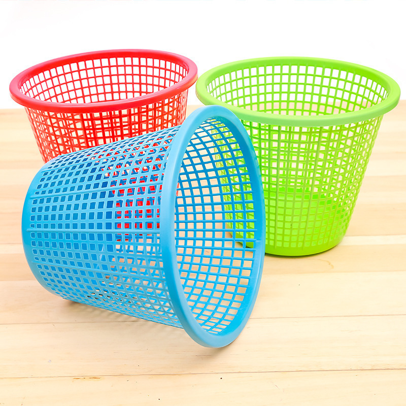 Office trash can, small size, dormitory, home, living room, bedroom, toilet, bathroom, pressure ring, simple, lidless, round and hollow details Picture