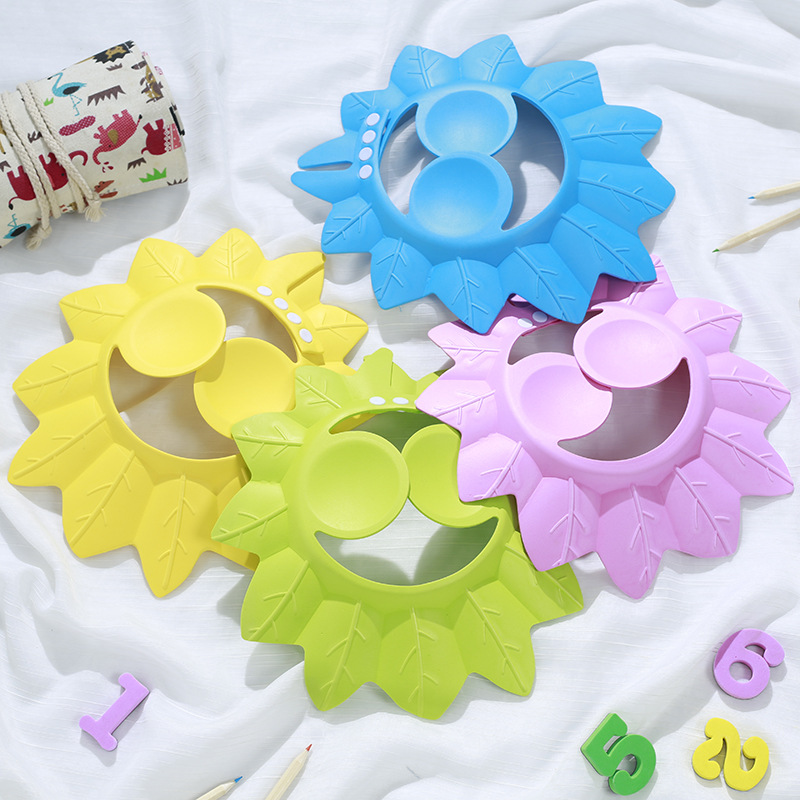 ODM factory baby baby washing cap sombrero de lavado de bebé sombrero de ducha de hoja de maple para niños sombrero impermeable sombrero de baño ajustable