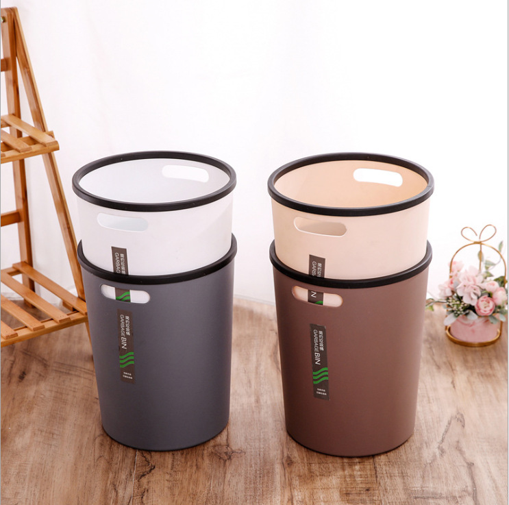 Venta directa de fábrica papelera hogar sin tapa anillo de presión cocina baño sala de estar oficina papelera cubo de plástico details Picture