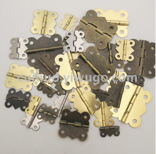 Stock supply of flat open 180 degree lace folding antique wooden box butterfly leaf packaging box hinge hardware accessories