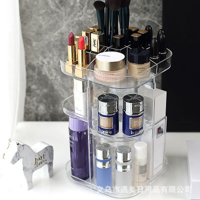 360-degree rotating cosmetics storage box, transparent acrylic cosmetics box, lipstick, beauty and skin care products plastic cosmetics box