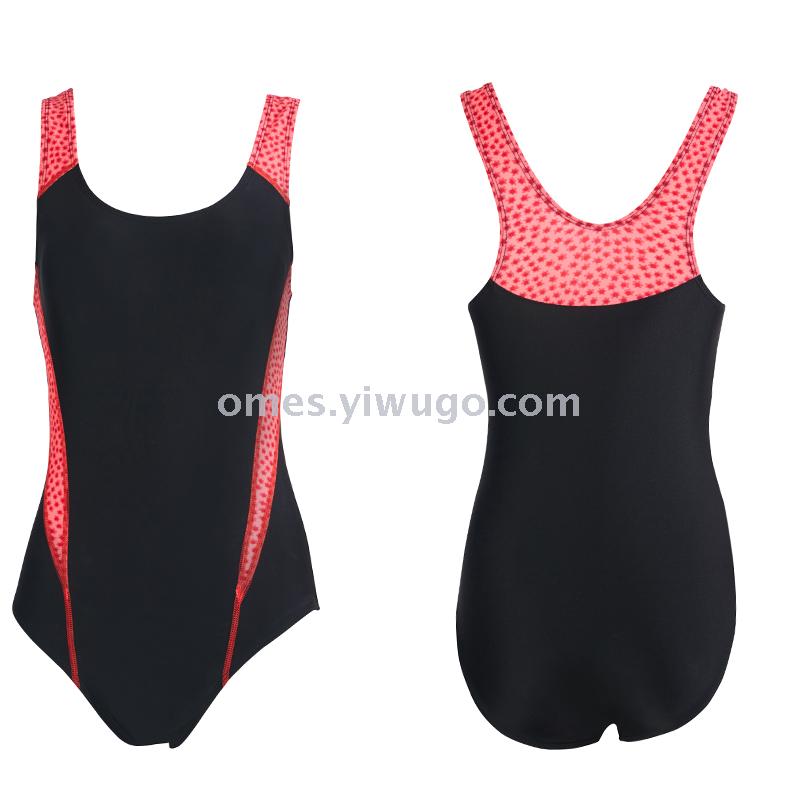 Professional sports children's vest one-piece triangular swimsuit, big girls training, racing, conservative, quick-drying Item Picture