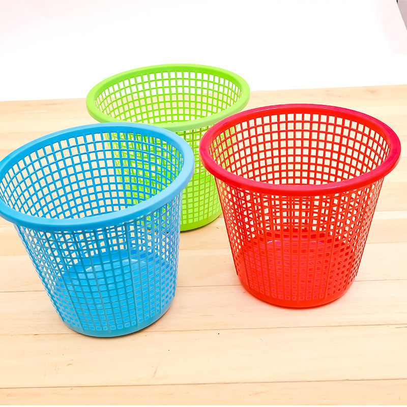 Office trash can, small size, dormitory, home, living room, bedroom, toilet, bathroom, pressure ring, simple, lidless, round and hollow Specification image
