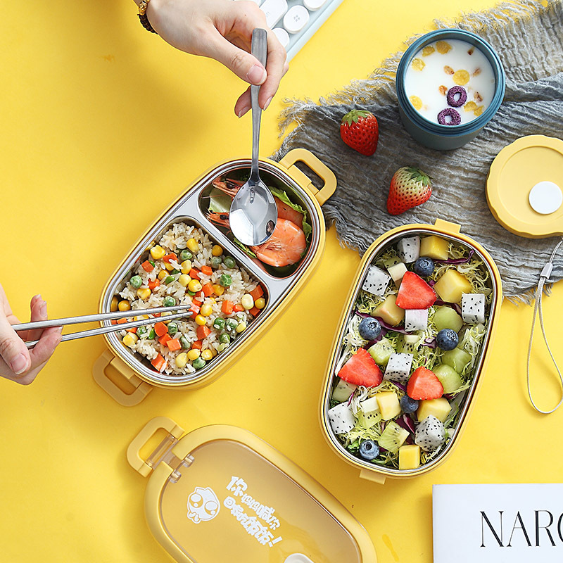 304 stainless steel lunch box, lunch box, bento box, insulated partition type insulated partition lunch box, 2-layer lunch box details Picture