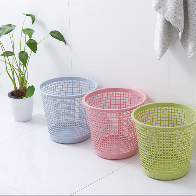 Inicio moda cubos de basura hueco cajas de almacenamiento de plástico sin tapa mesh basket wholesale