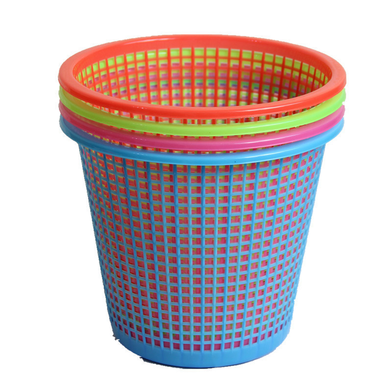 Office trash can, small size, dormitory, home, living room, bedroom, toilet, bathroom, pressure ring, simple, lidless, round and hollow Item Picture