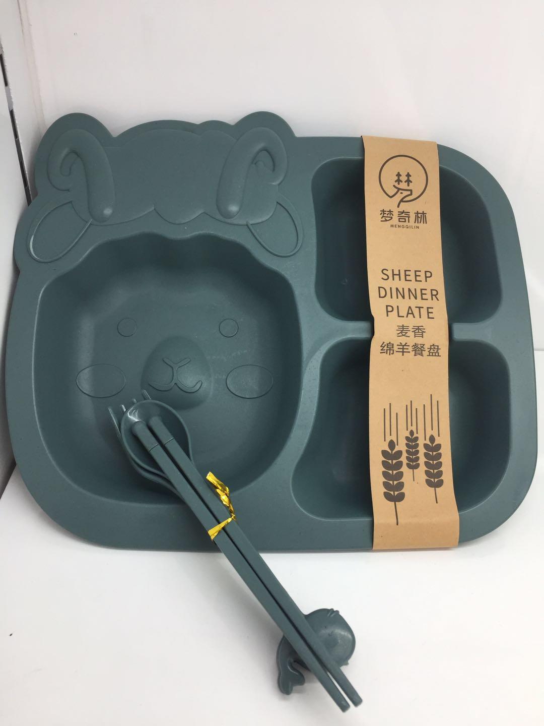 创意儿童塑料不规则形纯色碗碟盘套装日用百货北欧蓝亚光釉碗爆款