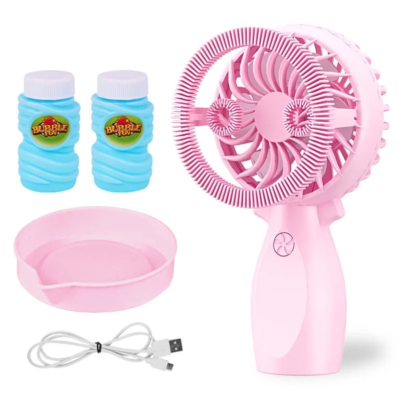 Summer hot-selling USB charging fans, children's toys, bubble fans, cartoon handheld fans, student fans and gifts details Picture
