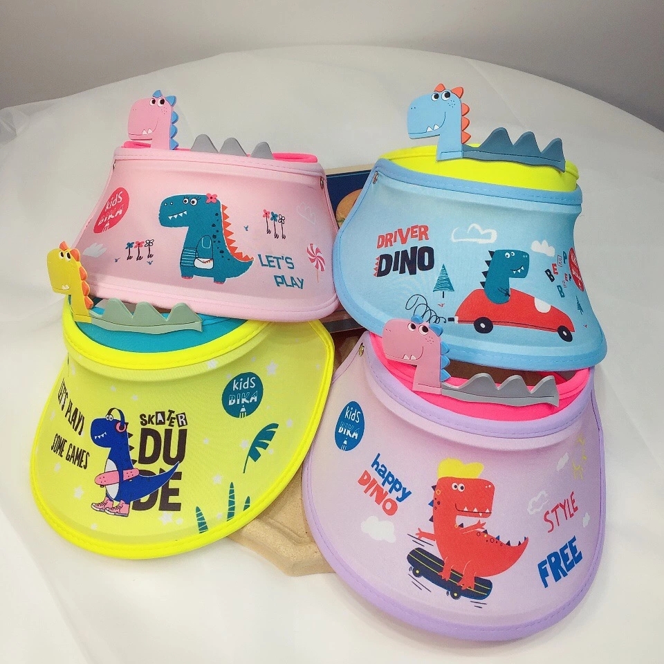 Summer's new dinosaur children's sun protection hollow top sun hats, baby girls, children's large brim baby sun protection, boys' baseball caps details Picture