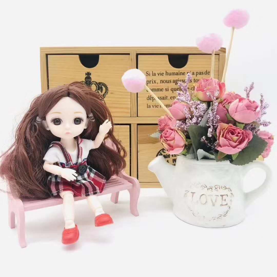 A brand-new 6-inch solid toy with 13 joints for cute girls, a mixed set of eight types, is selling well at the street stall details Picture