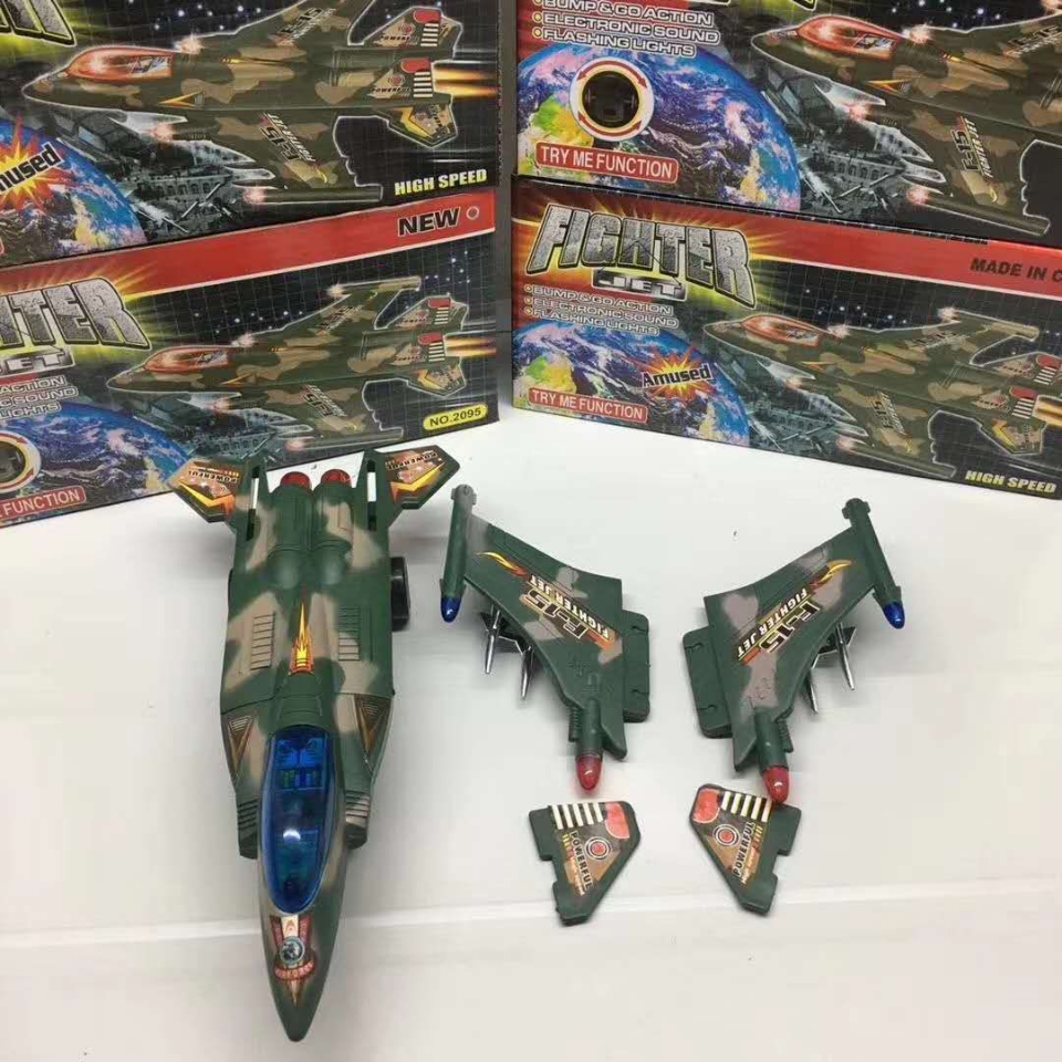 Electric universal lights, music camouflage aircraft, detachable color box military aircraft and boys' toys are selling well at street stalls Specification drawing