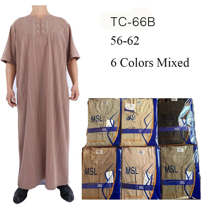 TC-66B阿拉伯短袖时尚的穆斯林男士长袍现货批发厂家货源图