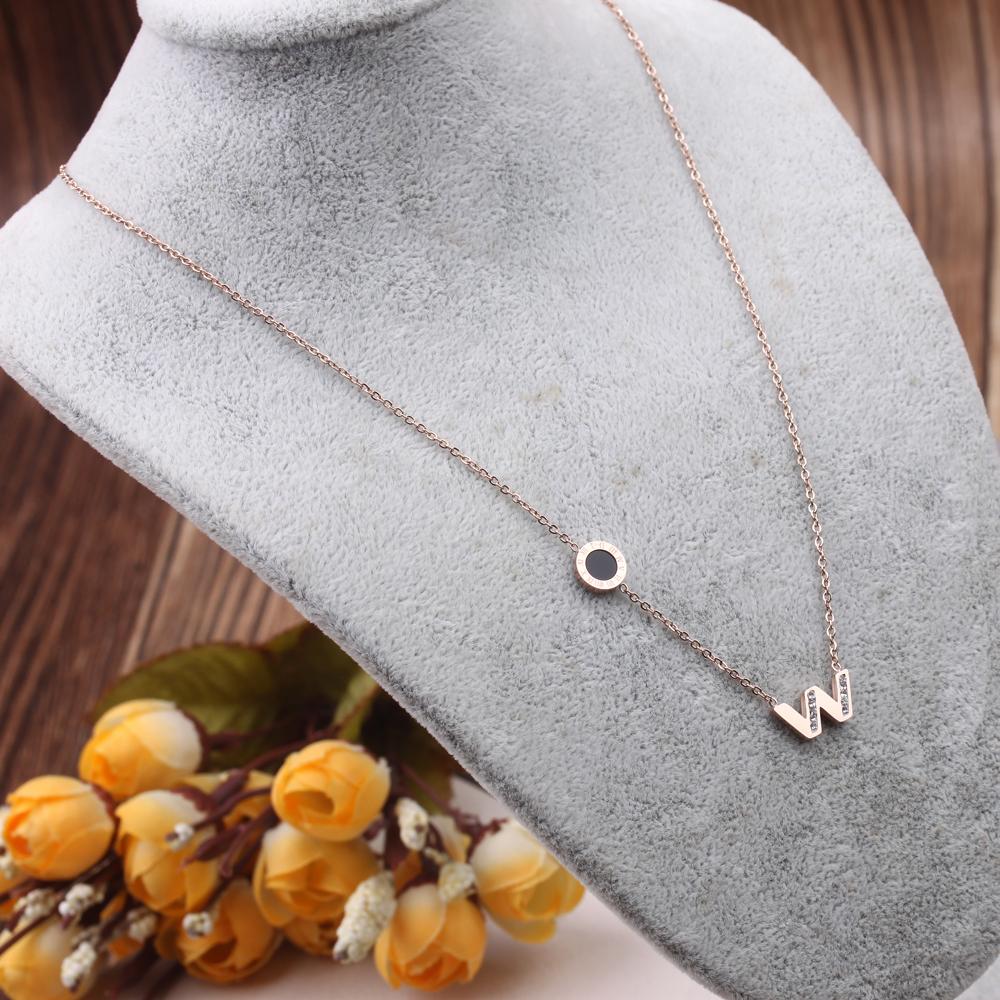 Pudding Station street stall accessories Titanium steel necklace, female English number butterfly waist collarbone necklace, Internet celebrity Specification image