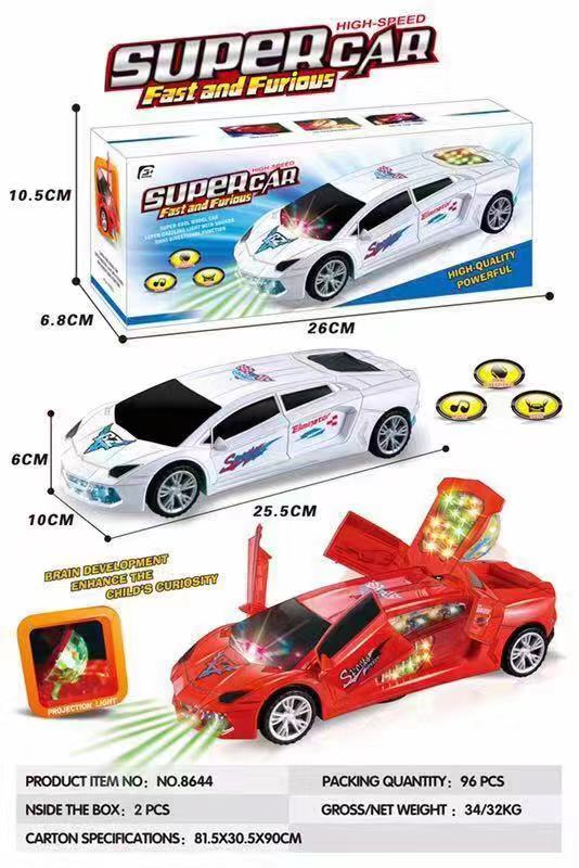 Factory direct sales of new products, best-selling pinyin new products, large electric universal, colorful lights, deformed rotating flying door car full figure