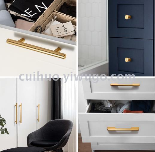 Cabinet door handle: American modern simple black simple European matte black handle, solid aluminum alloy exposed handle Specification image