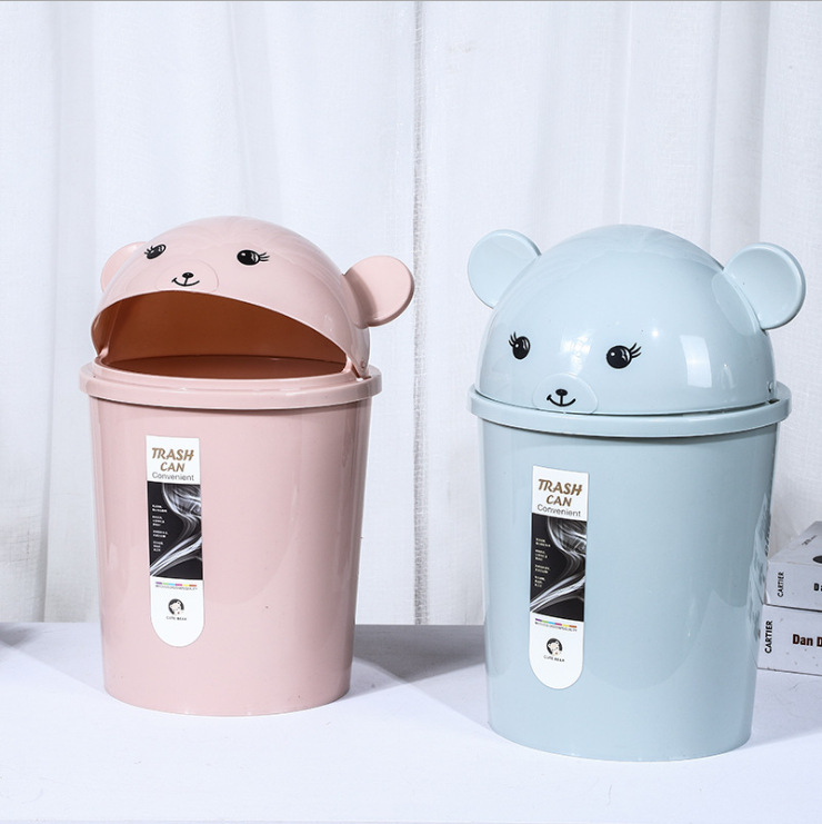 创意家用带盖垃圾桶卧室客厅有盖厕所卫生间可爱老鼠翻盖小拉圾筒