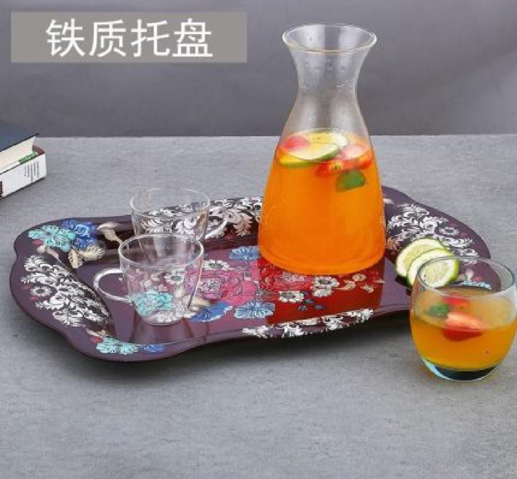 客厅水果盘创意果盘欧式糖果盒铁艺托盘蛋糕盘家用方盘干果盘