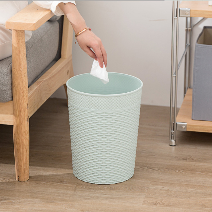 家用塑料仿藤编pp垃圾桶纸篓厕所客厅室内居家卫生桶厂家直销