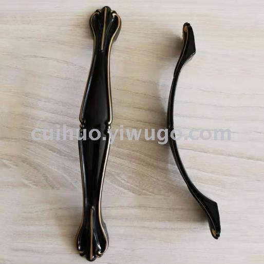 Modern and simple European-style aluminum alloy black handle, wardrobe cabinet handle, drawer hardware handle, exposed handle Specification image