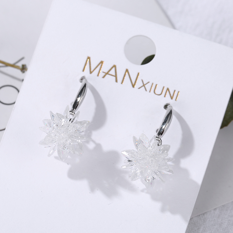 曼休妮饰品耳环纯银针S925银时尚耳钉女韩国甜美气质百搭耳环雪花厂家直接批发包装混批图