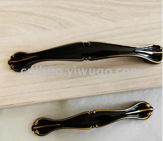 Modern and simple European-style aluminum alloy black handle, wardrobe cabinet handle, drawer hardware handle, exposed handle