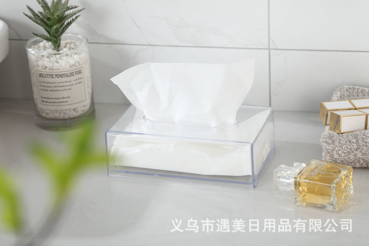 Transparent acrylic hotel pumping paper box custom creative desktop tissue box household acrylic tissue box