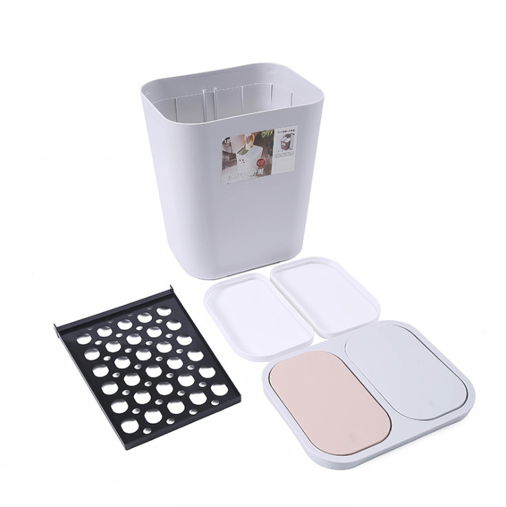 Press-type flip lid slit dry and wet classified trash can for household, living room, kitchen, office, large bathroom with lid Item Picture