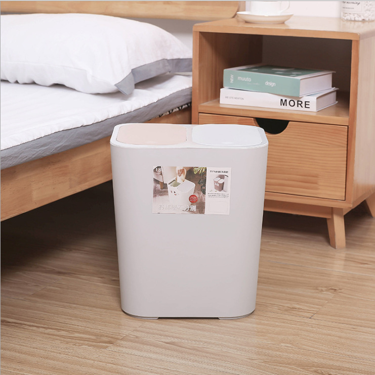 Press-type flip lid slit dry and wet classified trash can for household, living room, kitchen, office, large bathroom with lid Application Scenario