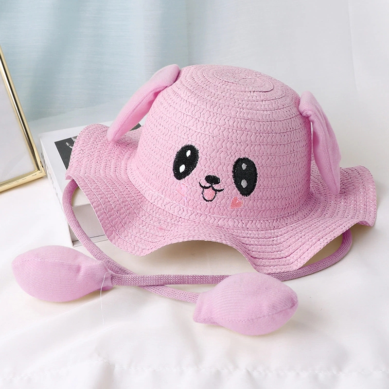 New bestsellers: Ear-moving hats, women's sun hats, cute rabbit hats, children's straw hats, wavy brim fisherman hats details Picture