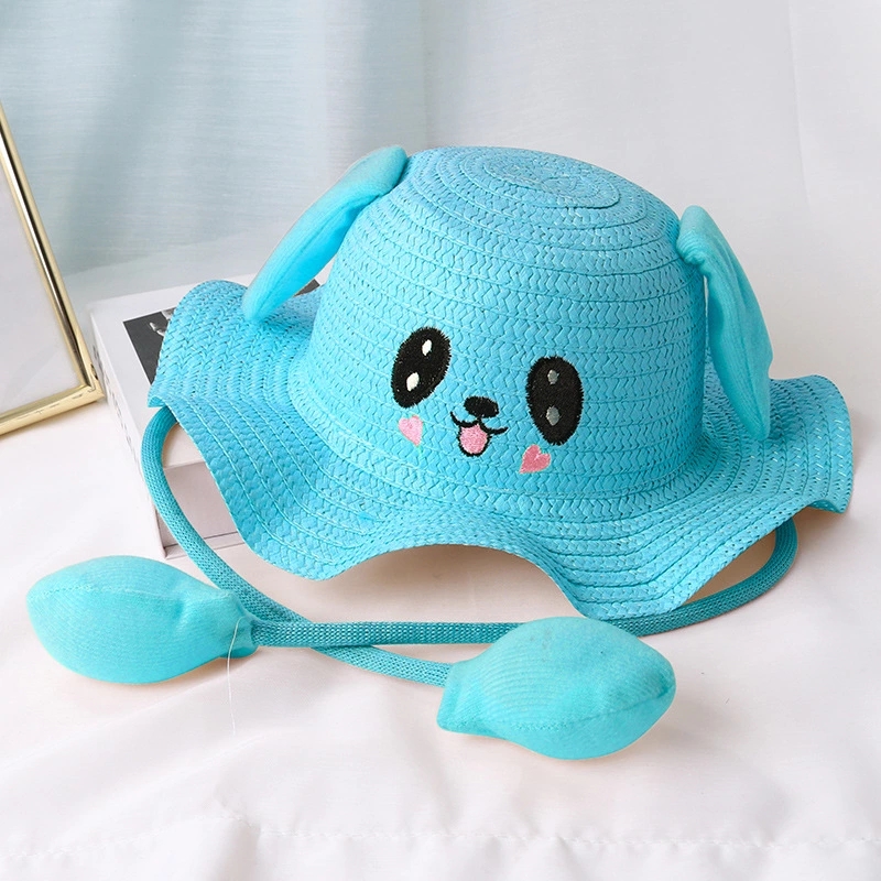 New bestsellers: Ear-moving hats, women's sun hats, cute rabbit hats, children's straw hats, wavy brim fisherman hats Specification drawing
