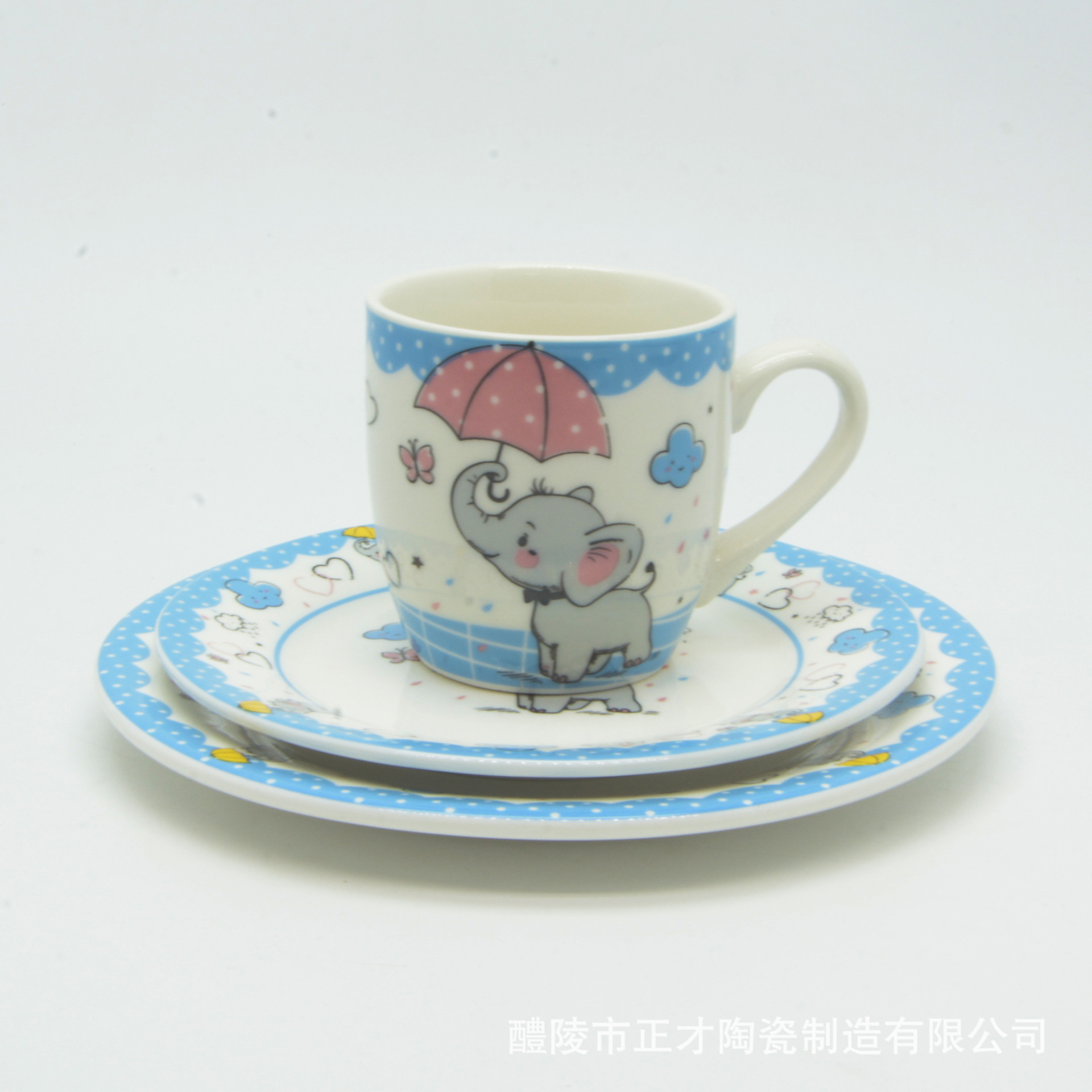 Factory direct sales of children's tableware ceramic three-piece sets available for customization. Wholesale of children's tableware in stock Item Picture