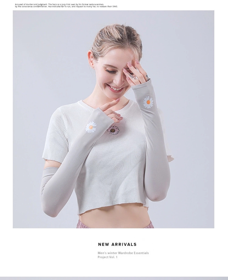 New bestseller Daisy Ice Silk Sleeve ~ Versatile for women's summer ins Hyuna style ~ Sun protection and UV protection hand care Specification drawing
