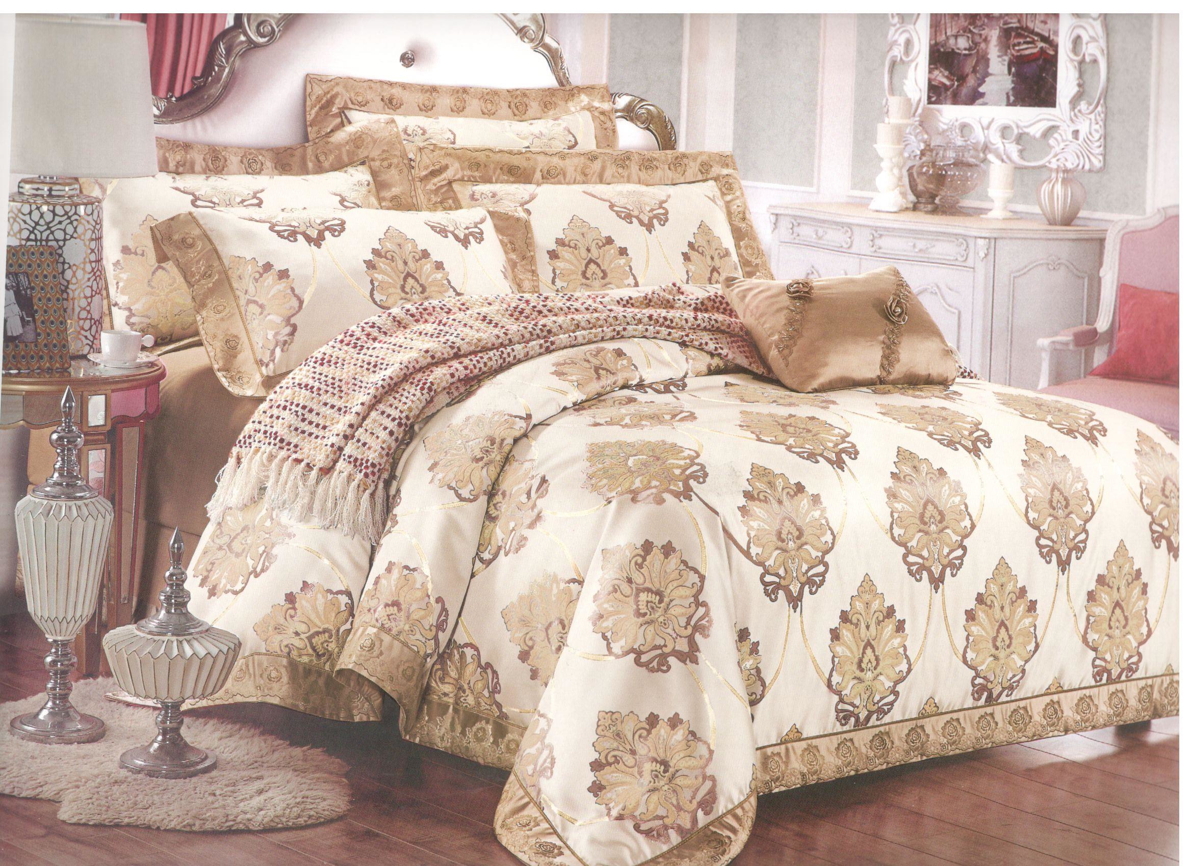 High-precision brocade wedding European-style home textile jacquard brocade bed cover, four-piece set, bed sheet and duvet cover, double bed