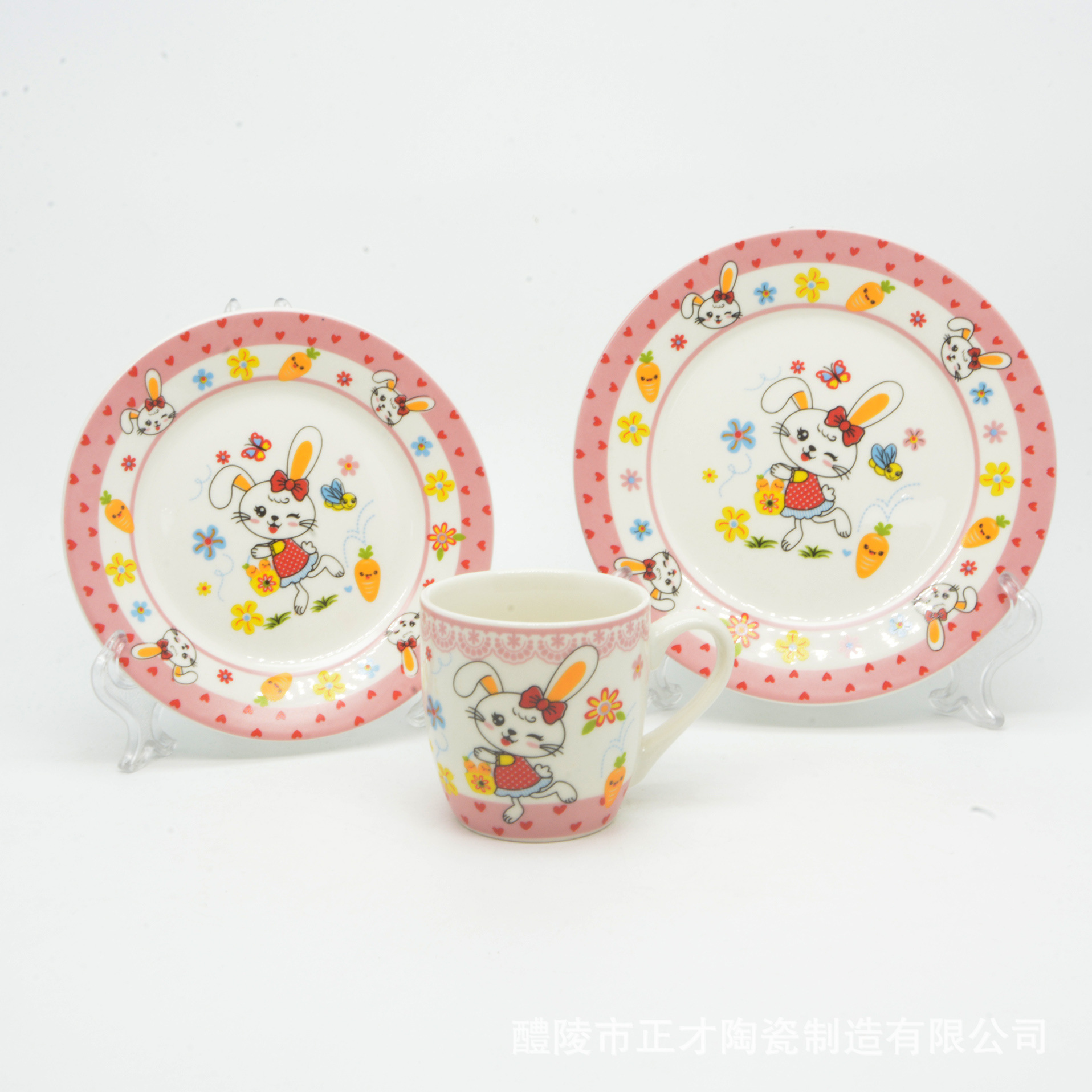 Factory direct sales of children's tableware ceramic three-piece sets available for customization. Wholesale of children's tableware in stock Specification image