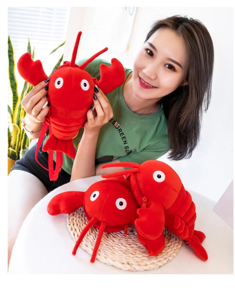 New bestseller street stall creative new style crayfish plush toy single-shoulder bag Cute and adorable girl cartoon crossbody bag Application Scenario