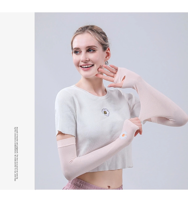 New bestseller Daisy Ice Silk Sleeve ~ Versatile for women's summer ins Hyuna style ~ Sun protection and UV protection hand care details Picture