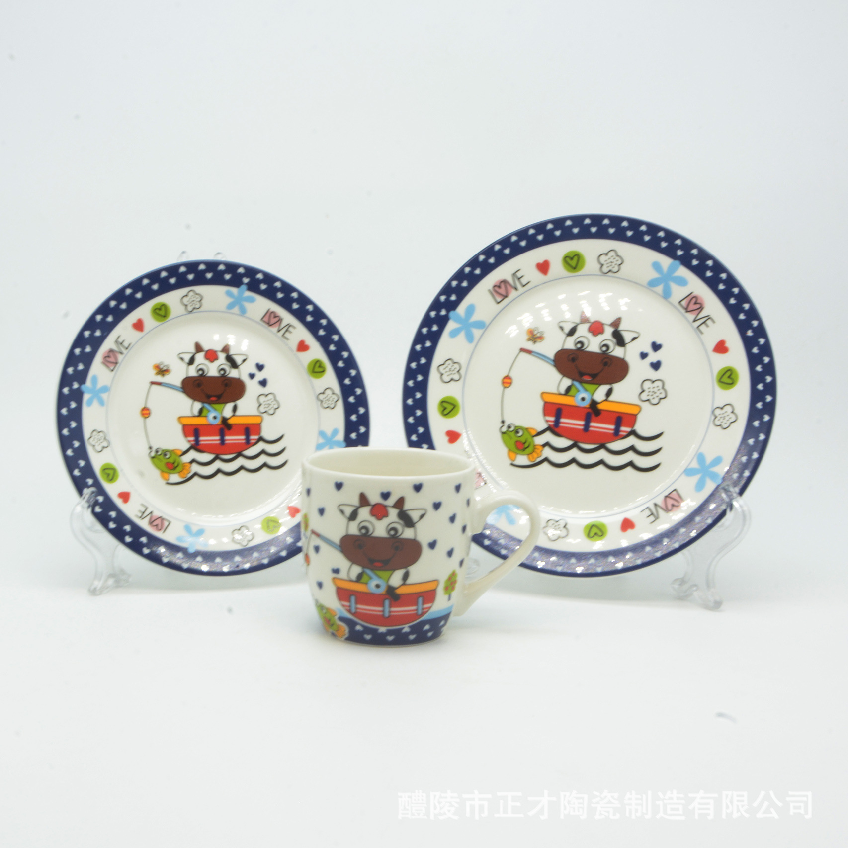 Factory direct sales of children's tableware ceramic three-piece sets available for customization. Wholesale of children's tableware in stock Application Scenario