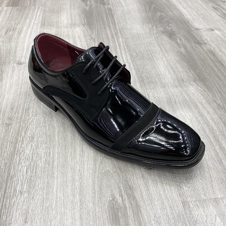 Fashion square head patent leather lace-up style foreign trade custom casual dress men's shoes thumbnail
