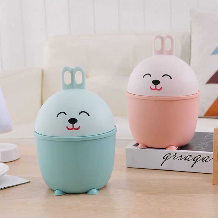 Fashionable and creative cartoon rabbit desktop trash can, multi-functional, sturdy and durable, compact desktop classified trash can