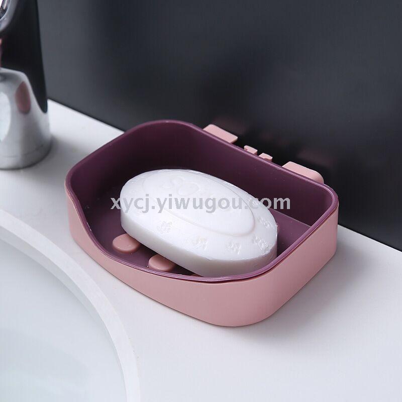 Double-layer, two-color draining soap box without punching holes Item Picture