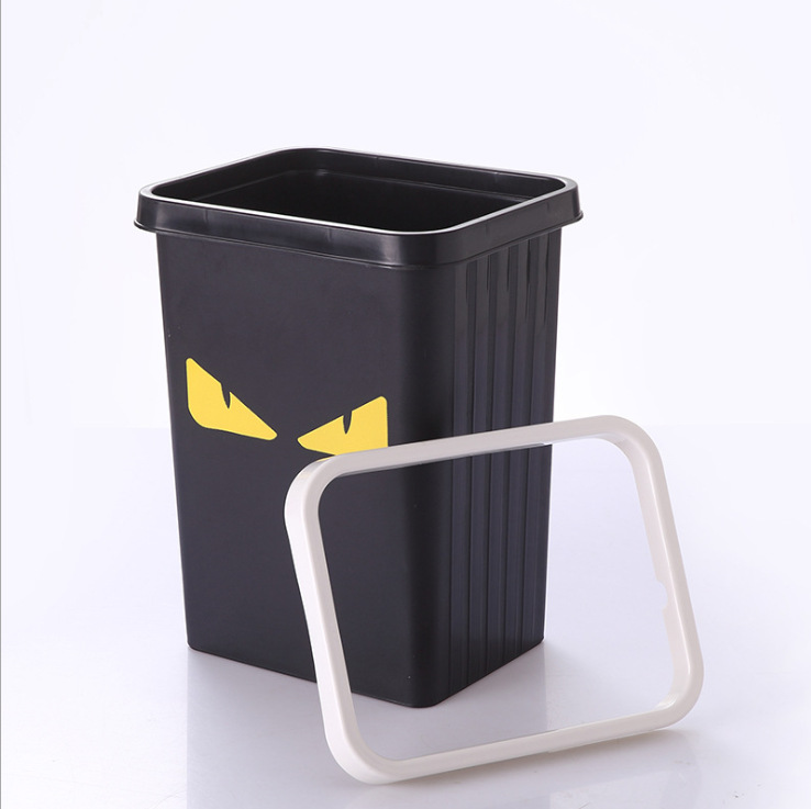 Monster motif press circle cubo de basura cuadrado cocina cubo de basura sin tapa creativo hogar salón dormitorio papelera de plástico Item Picture