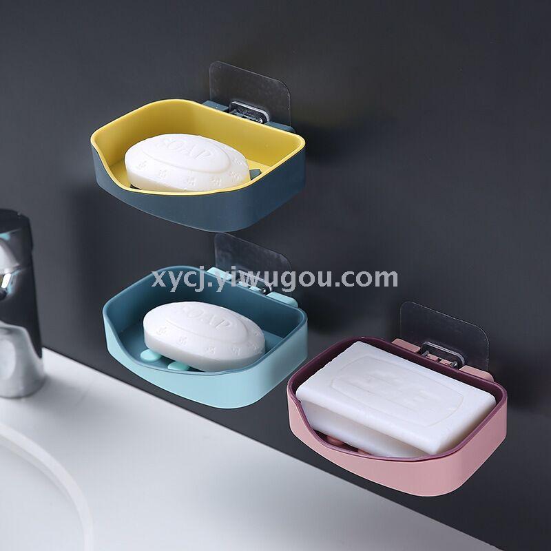 Double-layer, two-color draining soap box without punching holes