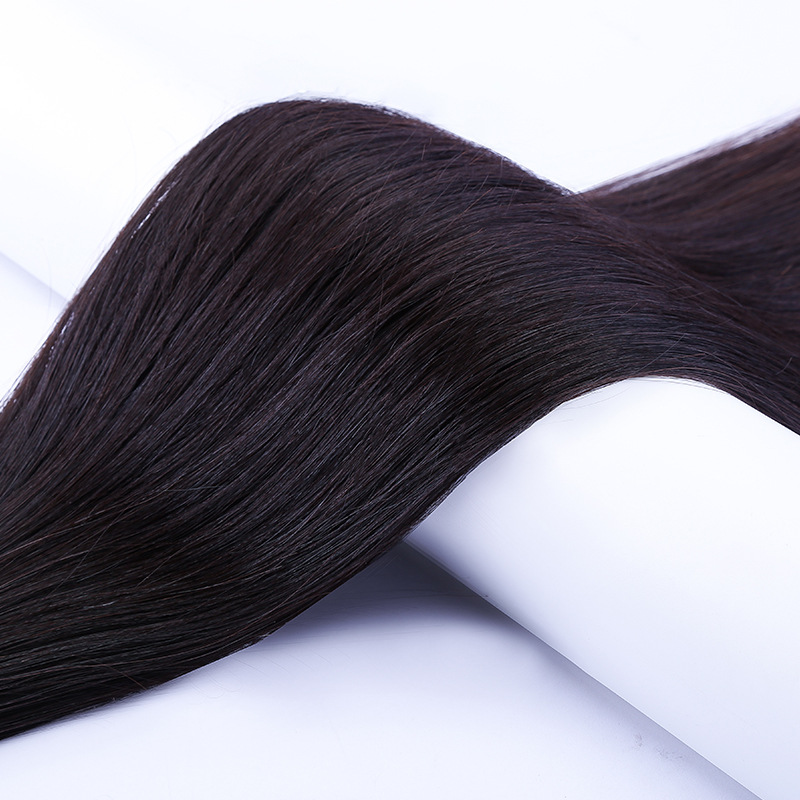 Foreign trade real human hair strips, Yunnan hair salon, coarse spring traceless hair extension, hair curtain, hair tie, hair handle, human hair Specification image