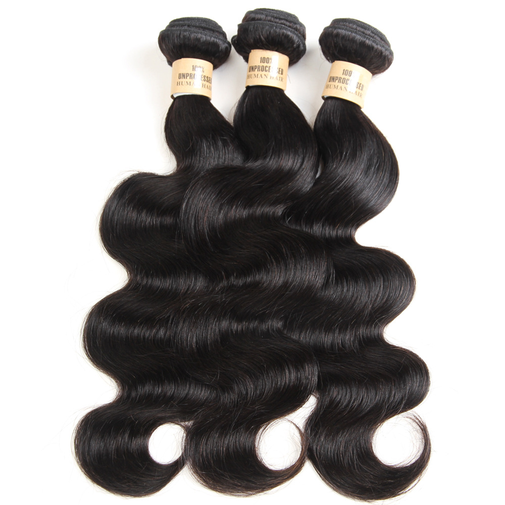 Real Human Hair curtain, Brazilian hair, Body Wave, popular wigs in Europe and America, human hair, natural black Item Picture