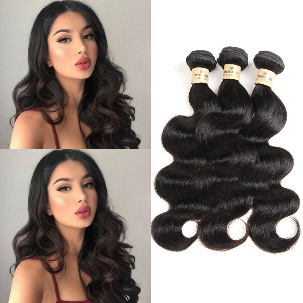 Real Human Hair curtain, Brazilian hair, Body Wave, popular wigs in Europe and America, human hair, natural black