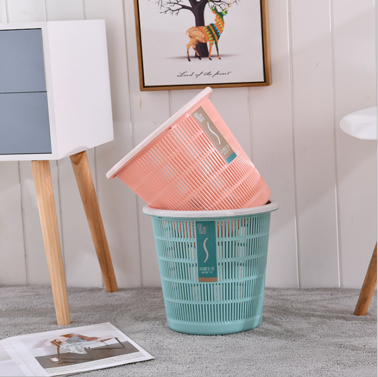 Creative and fashionable home hollowed-out trash can, round and durable, large-capacity living room, simple and elegant, classified trash can details Picture